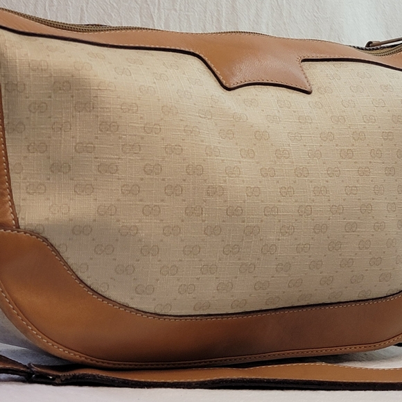 Vintage Gucci Tan and Cream Women's Shoulder Bag - Picture 8 of 16
